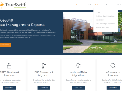 webpage still of a data migration website